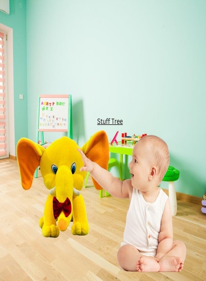 Stuff Tree Plush Sitting Elephant Soft Toy, Yellow, Height with Bow Tie, 30 CM - Image 2
